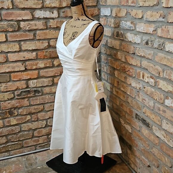 NWT Alfred Sung Wrap Bodice V neck Cocktail length dress size 6 - Picture 6 of 14